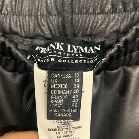 Womens Size 12 Frank Lyman Faux Leather Joggers Black NWT - Picture 3 of 6